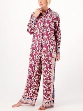 Tolani Zadie Notched Collar Top & Relaxed Fit Pant Pajama Set